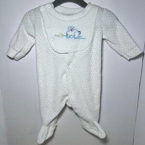 Grandmacore Vintage Absorba Footed Snap Sleeper Sweet Bunny and Chick Blue Dots